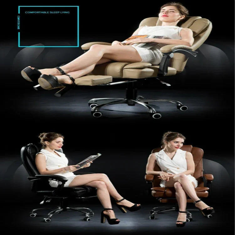 Ghế xoay nâng hiện đại tối giản, ghế lười chơi game văn phòng có chân thép và massage