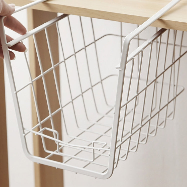 Closet Storage Rack Under The Partition Hanging Basket Storage Basket, Black, White