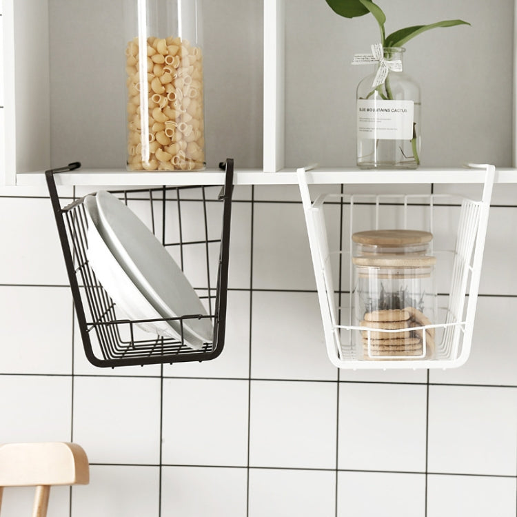 Giá để đồ tủ quần áo dưới vách ngăn, giỏ treo lưu trữ, màu đen, trắng