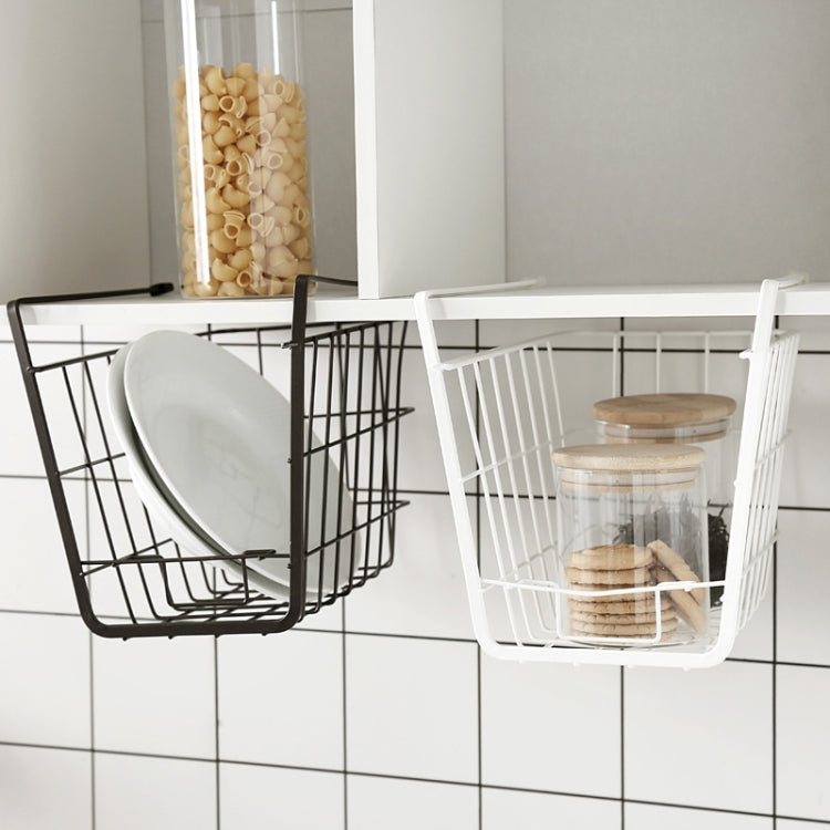 Giá để đồ tủ quần áo dưới vách ngăn, giỏ treo lưu trữ, màu đen, trắng