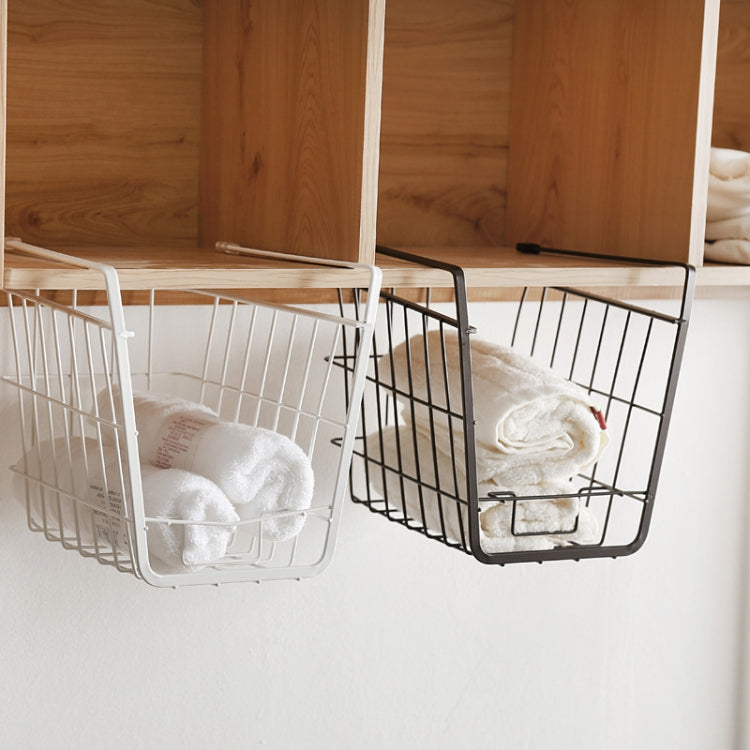 Giá để đồ tủ quần áo dưới vách ngăn, giỏ treo lưu trữ, màu đen, trắng