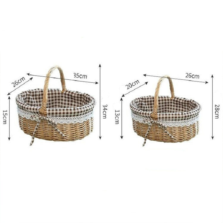 Giỏ đựng đồ dã ngoại đan tay bằng vải bố và mây, nhỏ, lớn