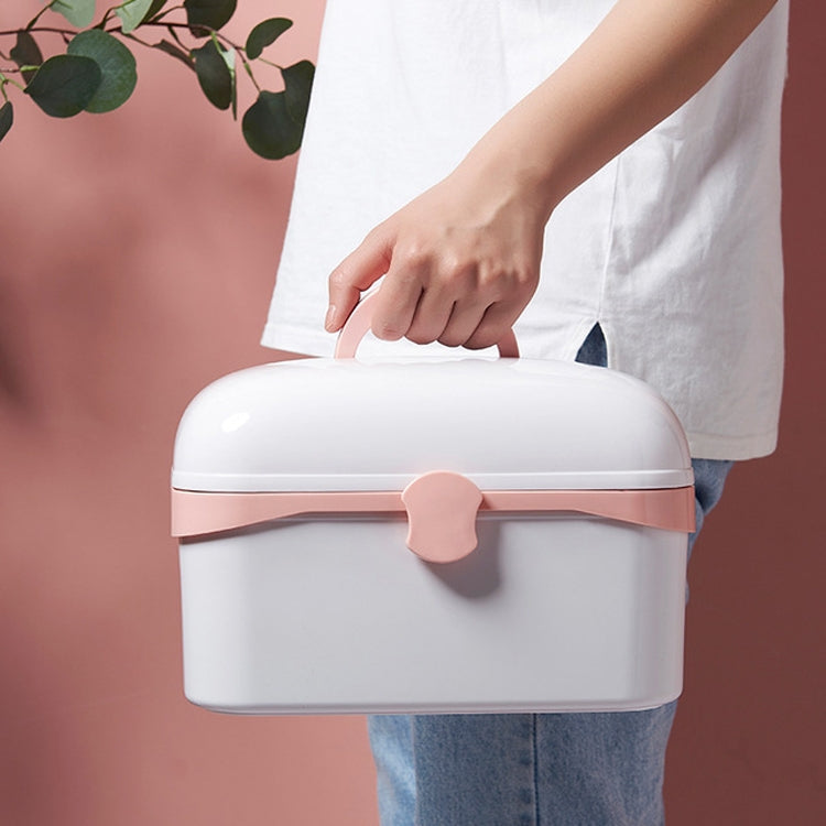 Hộp nhựa đựng trang sức mỹ phẩm đa chức năng chống bụi, hộp thuốc di động gia đình, S 24x16.5x14cm, L 27.5x19x18cm