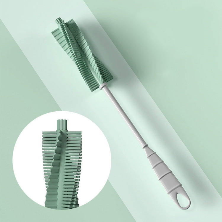 Bàn chải cọ bình sữa silicone cho bé, tay cầm dài, bàn chải bình xoay 360 độ, màu xanh lá, hồng, xanh nhạt