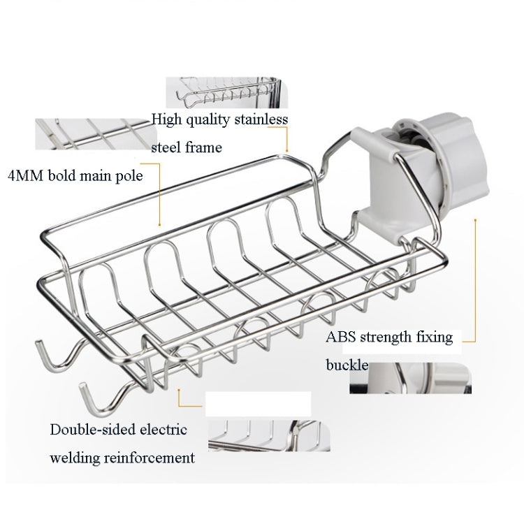 Giá để vòi inox, giá lưu trữ bồn rửa bếp có lỗ, giá để giẻ, bọt biển, loại A, loại B, loại C