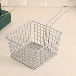 Giỏ chiên khoai tây mạ điện, giỏ lưới nhỏ đựng thực phẩm chiên, mạ chrome
