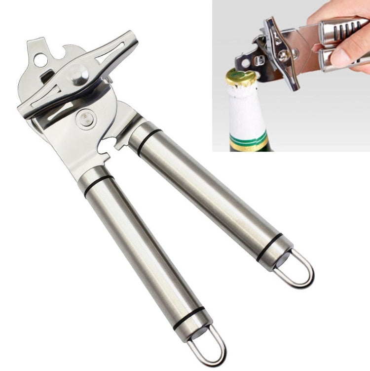 Mở nắp chai đa năng thủ công bằng thép không gỉ 304 dày 3 trong 1, màu bạc + sọc đen