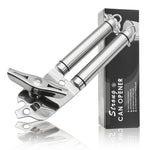 Mở nắp chai đa năng thủ công bằng thép không gỉ 304 dày 3 trong 1, màu bạc + sọc đen