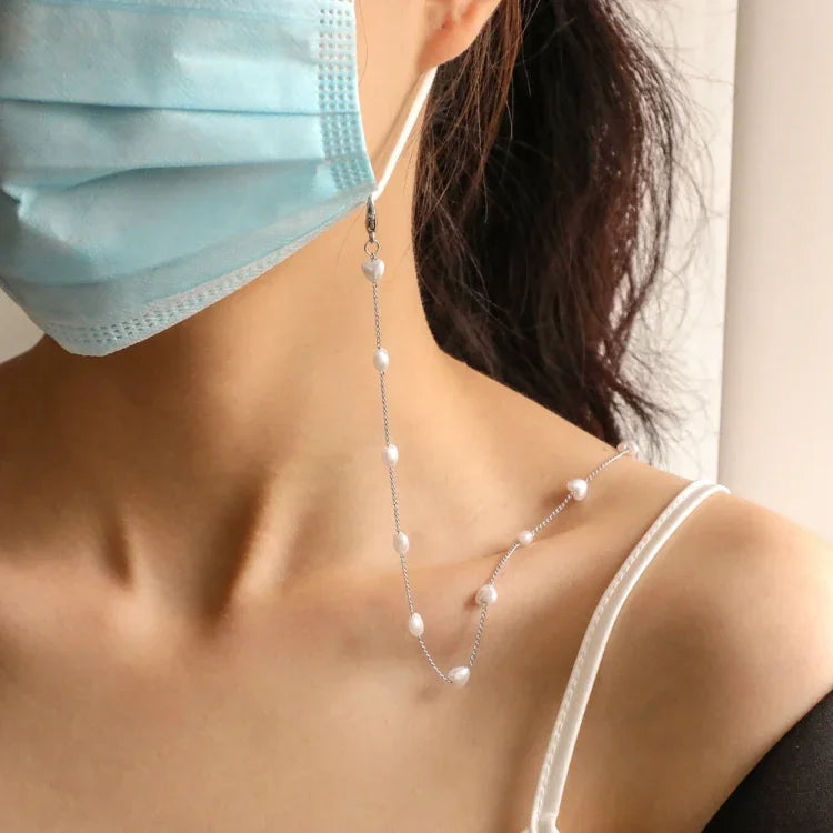 Dây đeo khẩu trang Love Pearl chống mất, dây đeo cổ treo kính, dây Love Pearl