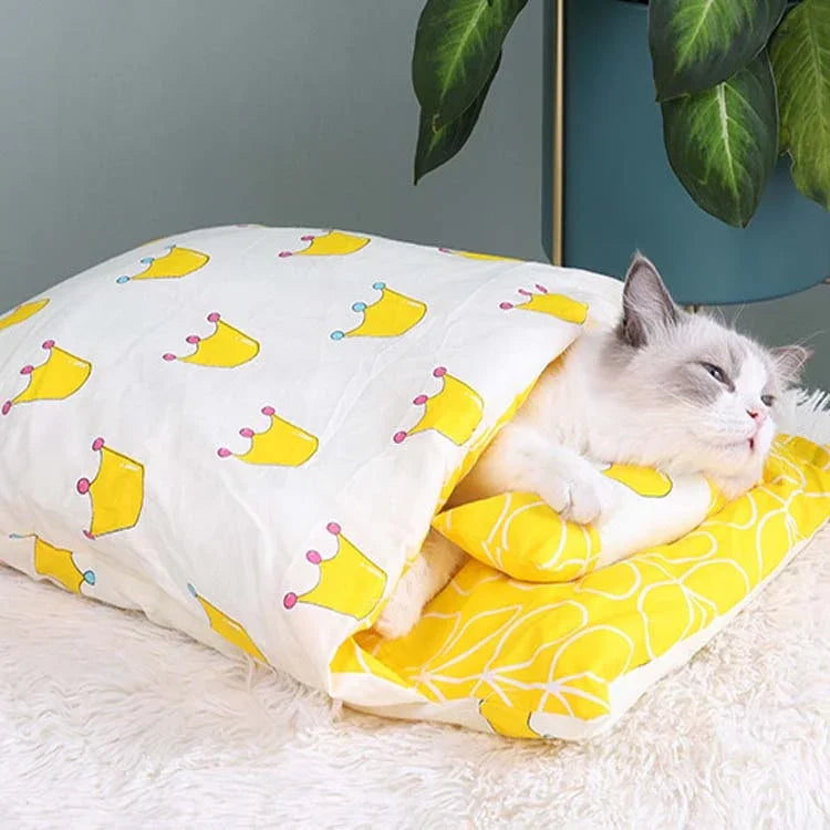 Túi ngủ mèo đóng kín có thể tháo rời và giặt được, chuồng chó ấm mùa đông, S, M, L