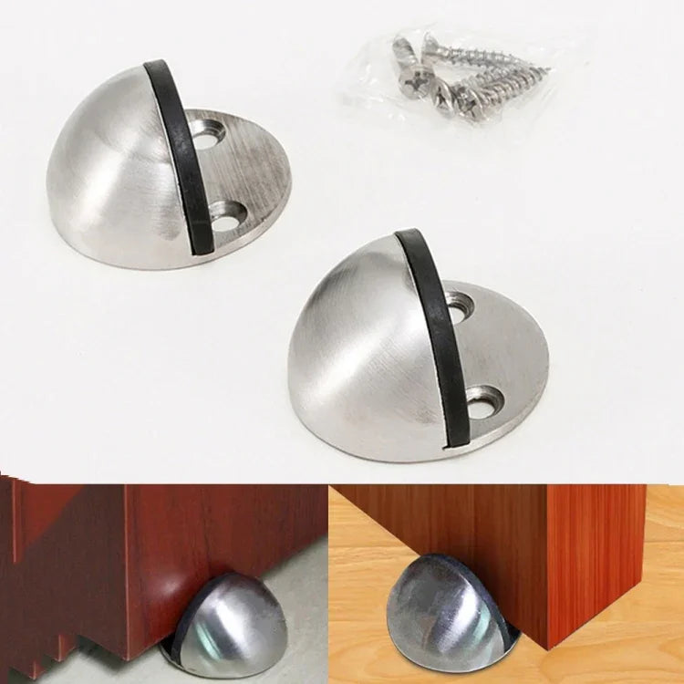 2 cái/gói Chặn Cửa Thép Không Gỉ Không Cần Khoan Lắp Phụ Kiện Tủ Trên Cửa, Chặn Cửa Không Cần Khoan