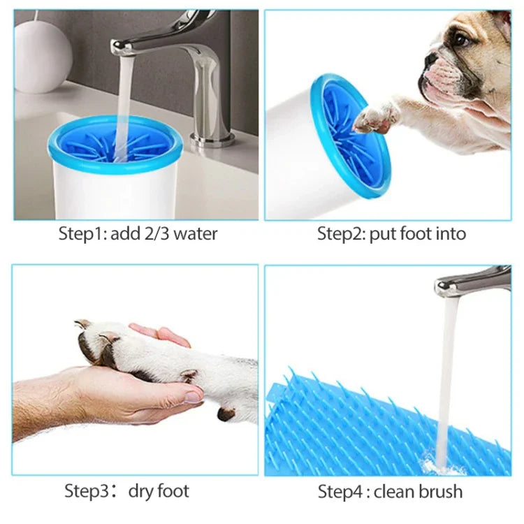 Cốc Rửa Chân Tự Động Cho Thú Cưng, Dụng Cụ Làm Sạch Chân Mèo Chó, S 6-11cm, L 14-19cm, M 10-14cm