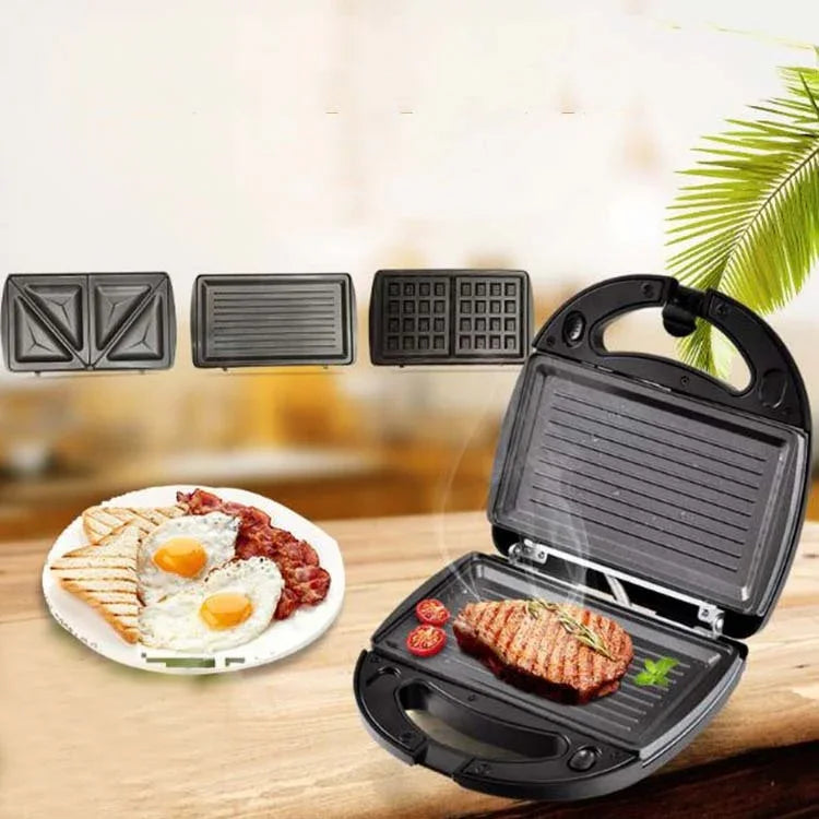 Máy làm bánh sandwich 3 trong 1, Máy làm bánh waffle đa chức năng, Máy làm bánh Panini cho bữa sáng, Phích cắm EU