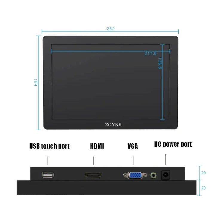 Màn hình công nghiệp nhúng HD ZGYNK KQ101, các loại 10 inch nhúng, 15.6 inch nhúng, 10 inch cảm ứng điện trở, 15.6 inch cảm ứng điện trở, 10 inch cảm ứng điện dung, 15.6 inch cảm ứng điện dung