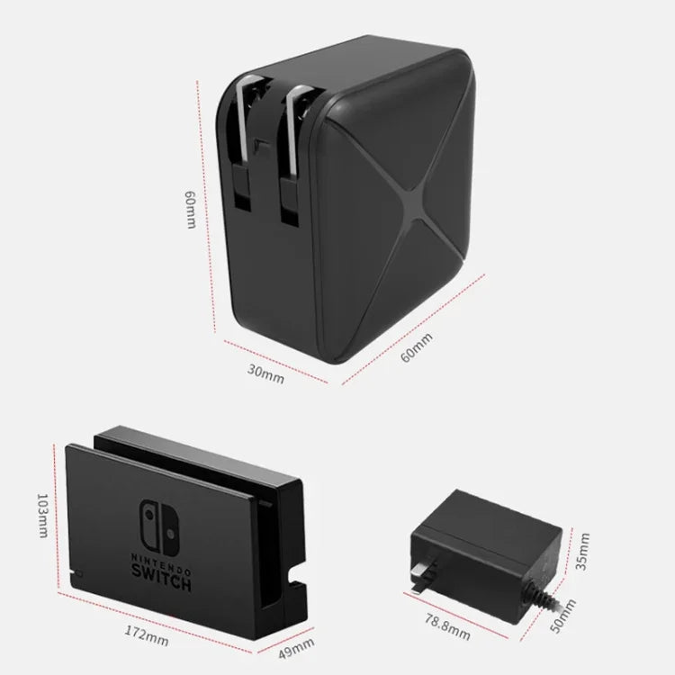 Bộ Chân Đế Adapter AC Đa Năng Chiếu và Sạc Hỗ Trợ Android/PC/Lite Cho Switch, Màu Đen + Phích Cắm US, Màu Đen + Phích Cắm EU, Màu Đen + Phích Cắm UK