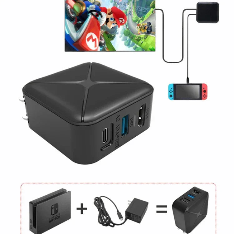 Bộ Chân Đế Adapter AC Đa Năng Chiếu và Sạc Hỗ Trợ Android/PC/Lite Cho Switch, Màu Đen + Phích Cắm US, Màu Đen + Phích Cắm EU, Màu Đen + Phích Cắm UK