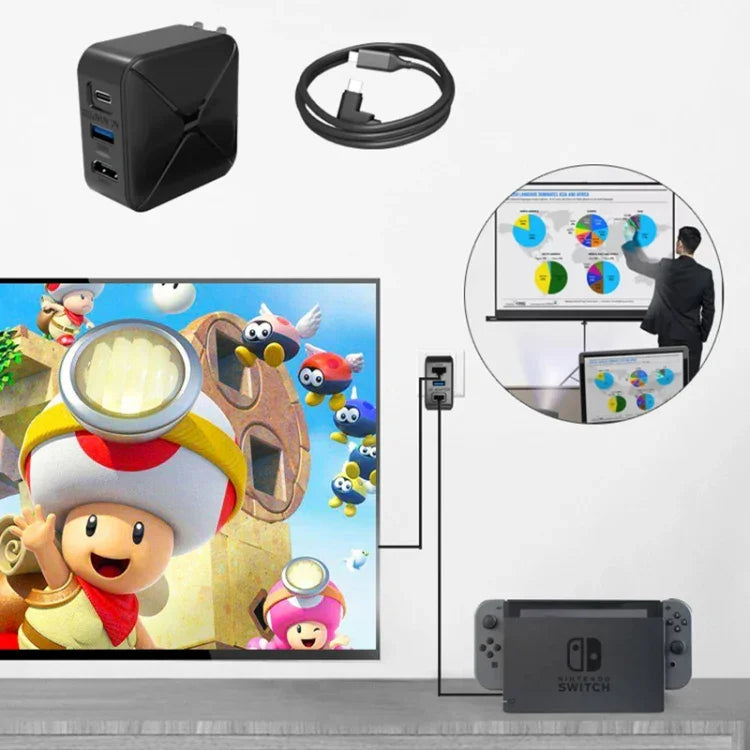 Bộ Chân Đế Adapter AC Đa Năng Chiếu và Sạc Hỗ Trợ Android/PC/Lite Cho Switch, Màu Đen + Phích Cắm US, Màu Đen + Phích Cắm EU, Màu Đen + Phích Cắm UK