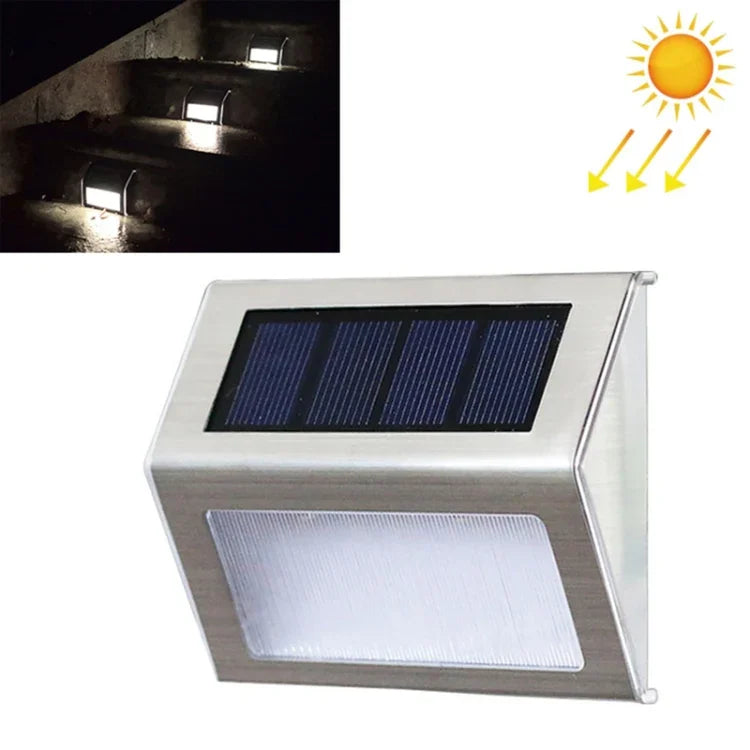2 chiếc đèn tường cầu thang ngoài trời bằng thép không gỉ năng lượng mặt trời 3 LED, 3 LED / 2 chiếc