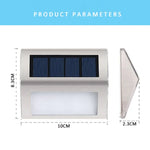 2 chiếc đèn tường cầu thang ngoài trời bằng thép không gỉ năng lượng mặt trời 3 LED, 3 LED / 2 chiếc