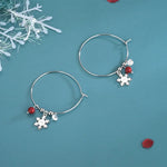 Bông tai bạc Sterling S925 kim cương lấp lánh hình quả cầu đỏ bông tuyết, Bông tai Giáng Sinh