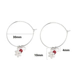 Bông tai bạc Sterling S925 kim cương lấp lánh hình quả cầu đỏ bông tuyết, Bông tai Giáng Sinh