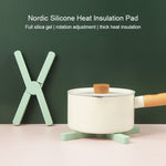 Miếng lót nồi silicon gấp hình chữ X dày, cách nhiệt nhà bếp, đế lót bàn chịu nhiệt cao, màu xanh lá, xanh dương, cam, xám đậm