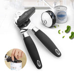 Dụng cụ mở hộp đa năng thủ công bằng thép không gỉ, dụng cụ mở hộp nhà bếp, màu đen + bạc