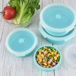 Hộp cơm gấp di động dùng được trong lò vi sóng, hộp cơm tròn silicon, giao màu ngẫu nhiên, dung tích: 350ml, 350ml, 500ml, 800ml, 1200ml