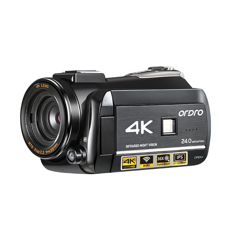 ORDRO AC3 Máy quay phim kỹ thuật số DV WiFi 4K Full HD 13MP màn hình IPS 3.1 inch, Tầm nhìn ban đêm, Tiêu chuẩn, Tiêu chuẩn + Micro, Tiêu chuẩn + Micro + Giá đỡ cầm tay, Tiêu chuẩn + Micro + Đèn chiếu sáng