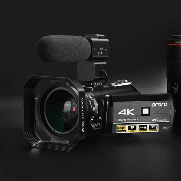 ORDRO AC3 Máy quay phim kỹ thuật số DV WiFi 4K Full HD 13MP màn hình IPS 3.1 inch, Tầm nhìn ban đêm, Tiêu chuẩn, Tiêu chuẩn + Micro, Tiêu chuẩn + Micro + Giá đỡ cầm tay, Tiêu chuẩn + Micro + Đèn chiếu sáng