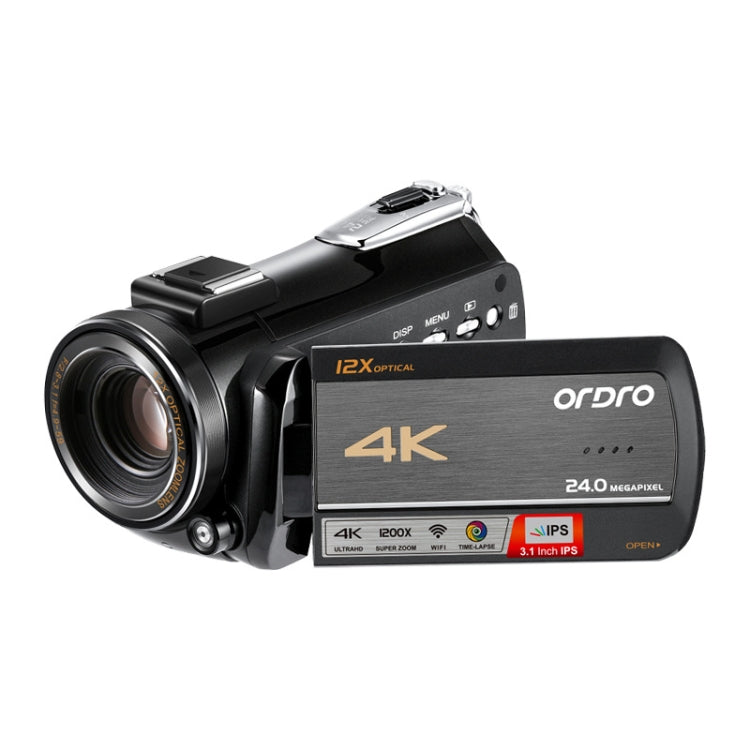 ORDRO AC5 Camera quay phim kỹ thuật số DV WiFi 4K HD tầm nhìn ban đêm zoom quang học 12X, Tiêu chuẩn, Tiêu chuẩn + Micro, Tiêu chuẩn + Micro + Giá đỡ cầm tay, Tiêu chuẩn + Micro + Đèn chiếu sáng