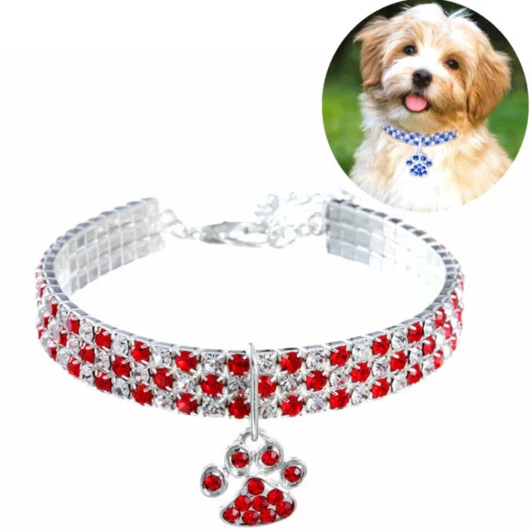Vòng Cổ Thú Cưng Đính Kim Cương Co Giãn Cho Mèo Và Chó, S, M, L