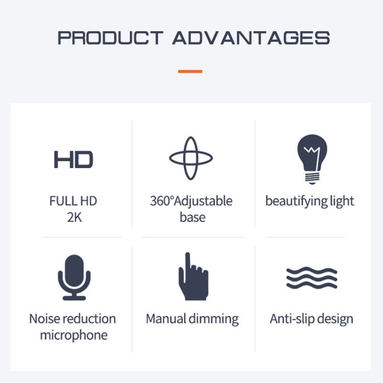 X98 Camera đèn chiếu sáng HD không cần driver USB với Microphone, 720P, 1080P, 2K Tự động lấy nét