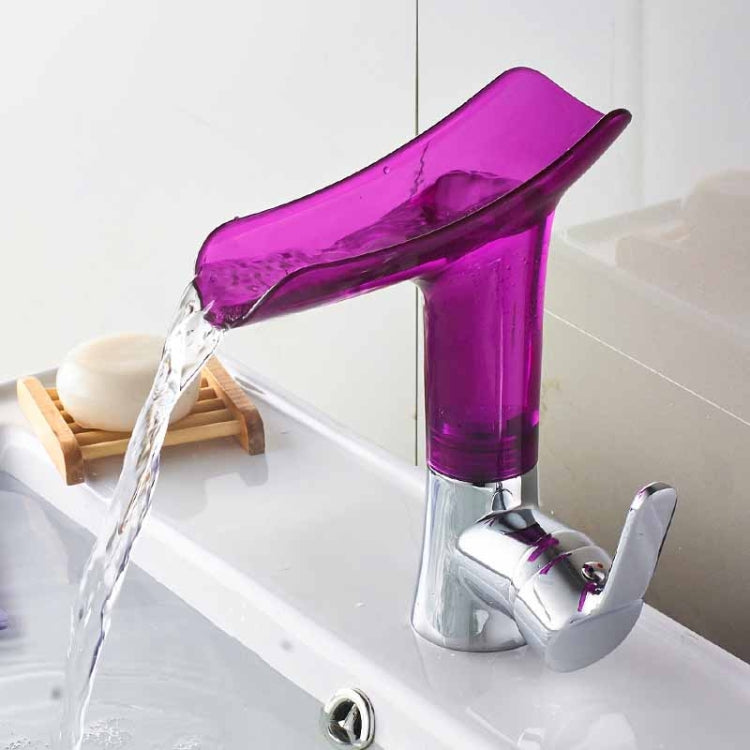 Vòi nước nóng lạnh phòng tắm kiểu thác nước ly rượu, trong suốt, xanh dương, tím, nâu & vàng