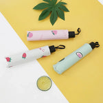 Ô dù nữ nhỏ gọn chống nắng, sinh viên, vinyl gấp ba đơn giản dùng cho nắng, màu xanh bơ, trắng bơ, hồng bơ, trắng dâu, hồng dâu, trắng đào, hồng đào