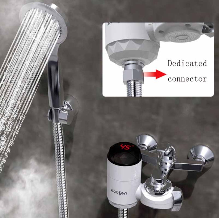 Vòi nước nóng điện Zoosen loại kết nối vòi nước nóng tức thì, phích cắm CN, kiểu: Trắng + chống rò rỉ, trắng, có đầu nối vòi sen, trắng + chống rò rỉ