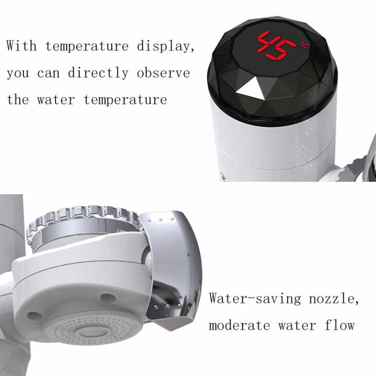 Vòi nước nóng điện Zoosen loại kết nối vòi nước nóng tức thì, phích cắm CN, kiểu: Trắng + chống rò rỉ, trắng, có đầu nối vòi sen, trắng + chống rò rỉ