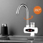 Vòi nước nóng điện gia dụng và nhà bếp có màn hình kỹ thuật số, làm nóng tức thì, phích cắm EU, có đầu vòi sen, khớp nối lớn, ống đa năng