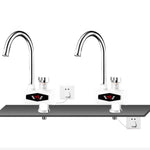 Vòi nước nóng điện gia dụng và nhà bếp có màn hình kỹ thuật số, làm nóng tức thì, phích cắm EU, có đầu vòi sen, khớp nối lớn, ống đa năng
