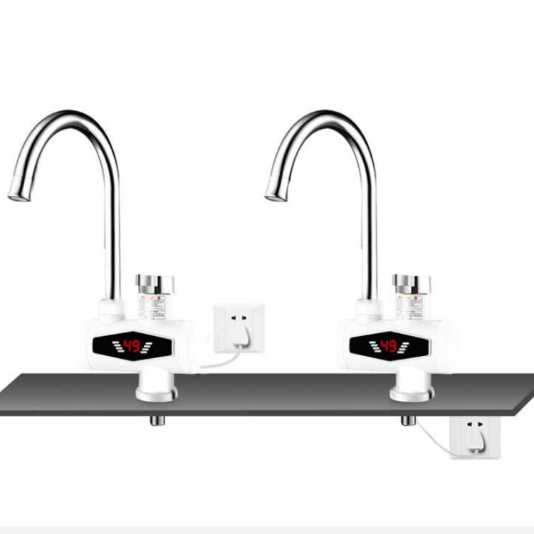 Vòi nước nóng điện gia dụng và nhà bếp có màn hình kỹ thuật số, làm nóng tức thì, phích cắm EU, có đầu vòi sen, khớp nối lớn, ống đa năng