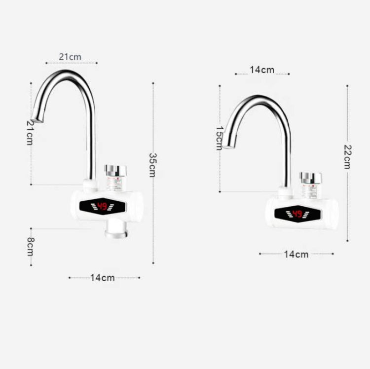 Vòi nước nóng điện gia dụng và nhà bếp có màn hình kỹ thuật số, làm nóng tức thì, phích cắm EU, có đầu vòi sen, khớp nối lớn, ống đa năng