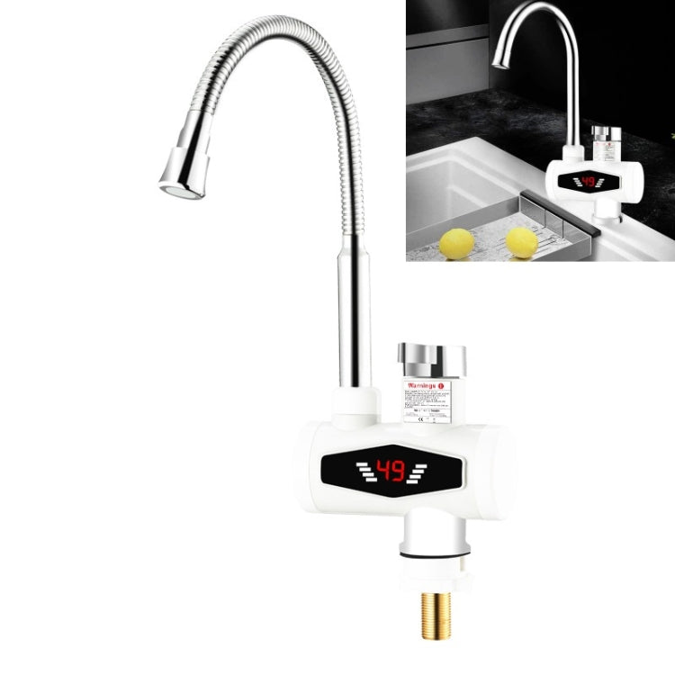 Vòi nước nóng điện gia dụng và nhà bếp có màn hình kỹ thuật số, làm nóng tức thì, phích cắm EU, có đầu vòi sen, khớp nối lớn, ống đa năng