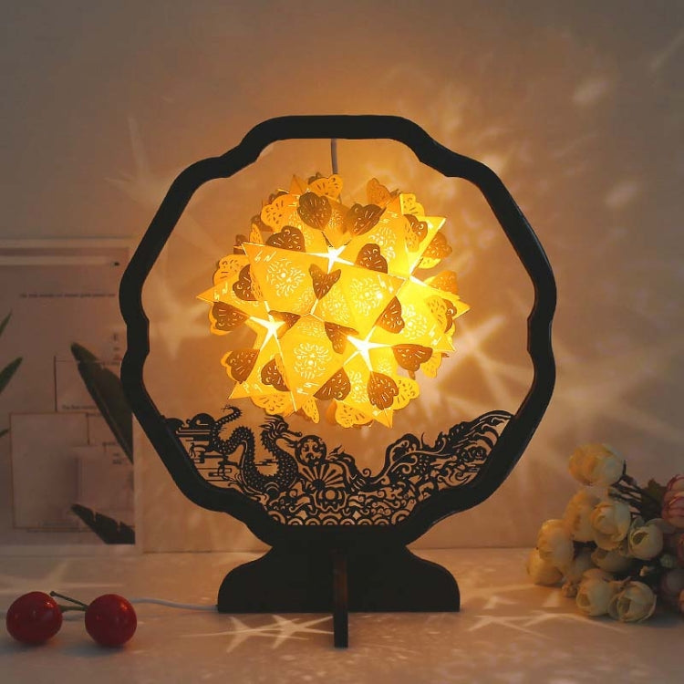 Đèn giấy nghệ thuật ánh sáng và bóng, đèn chạm khắc giấy DIY thủ công sáng tạo, đèn bàn nhỏ hình tròn, hình quạt, hình cung
