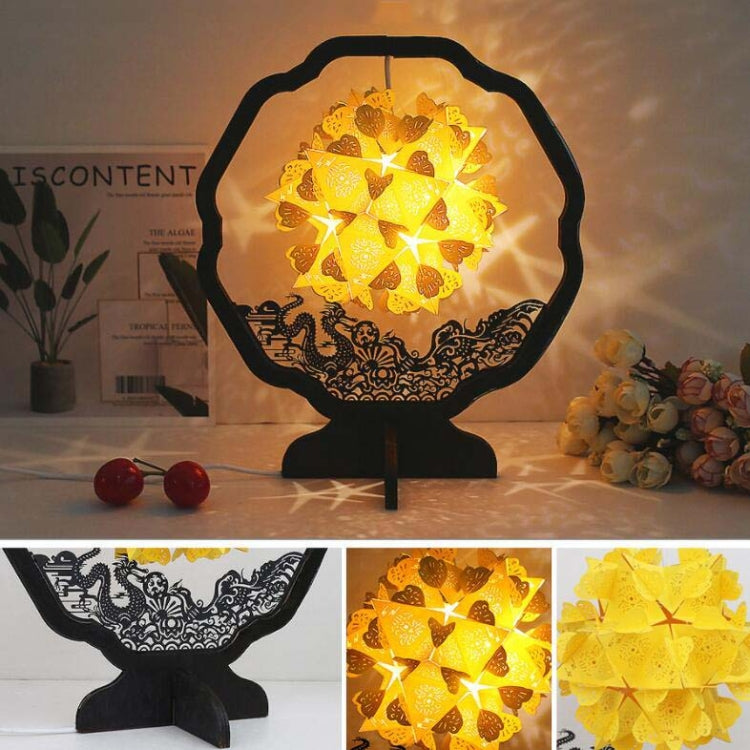 Đèn giấy nghệ thuật ánh sáng và bóng, đèn chạm khắc giấy DIY thủ công sáng tạo, đèn bàn nhỏ hình tròn, hình quạt, hình cung