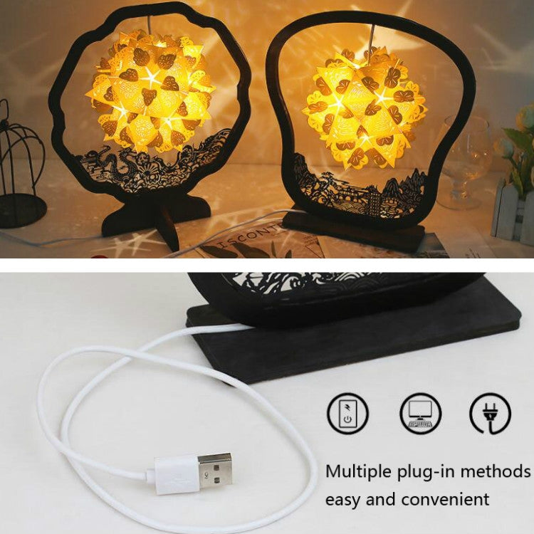 Đèn giấy nghệ thuật ánh sáng và bóng, đèn chạm khắc giấy DIY thủ công sáng tạo, đèn bàn nhỏ hình tròn, hình quạt, hình cung