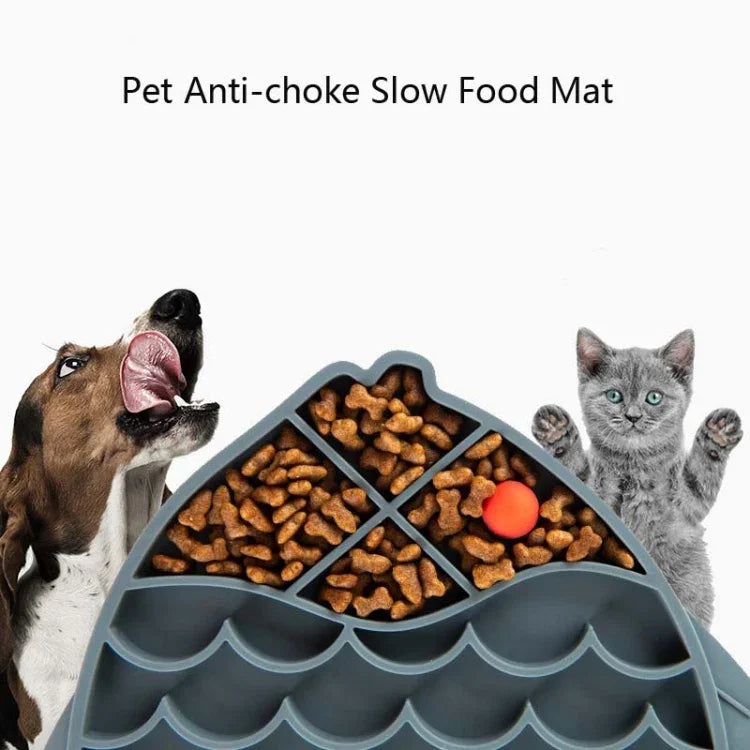 Thảm Ăn Chậm Silicone Cho Mèo Và Chó Chống Nghẹn, Hình Cá, Hình Móng Vuốt, Hình Hoa