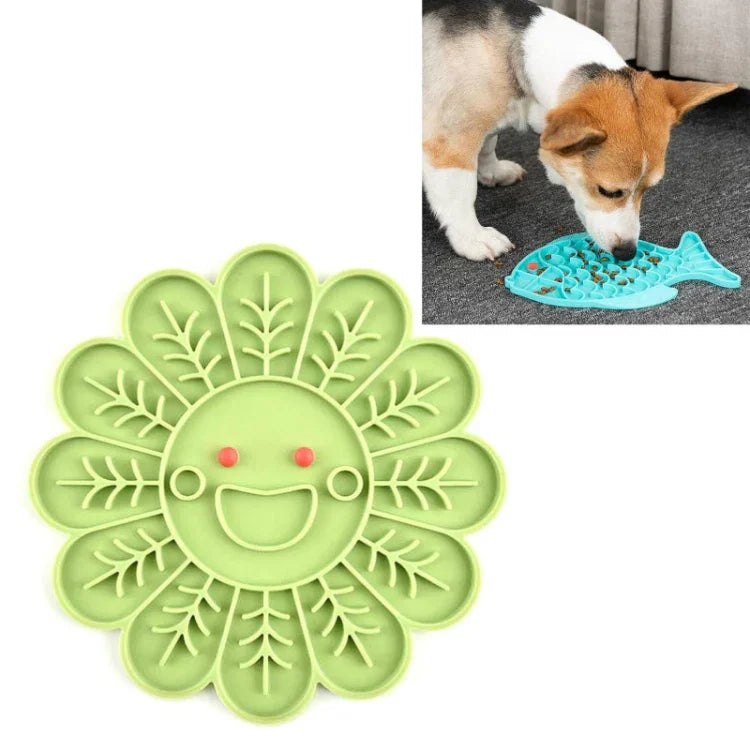 Thảm Ăn Chậm Silicone Cho Mèo Và Chó Chống Nghẹn, Hình Cá, Hình Móng Vuốt, Hình Hoa