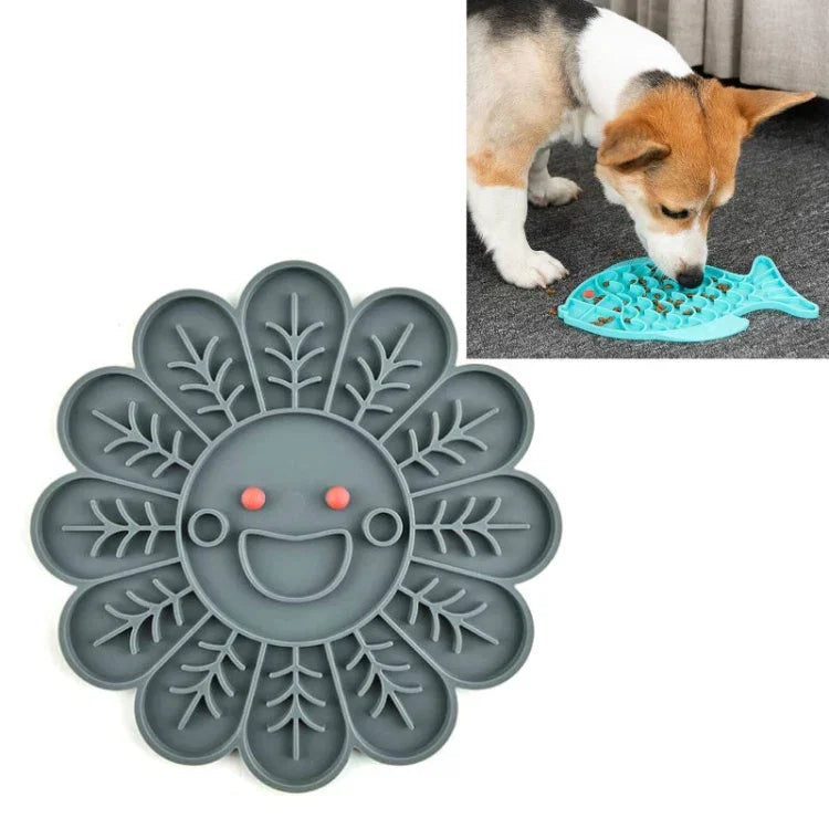 Thảm Ăn Chậm Silicone Cho Mèo Và Chó Chống Nghẹn, Hình Cá, Hình Móng Vuốt, Hình Hoa