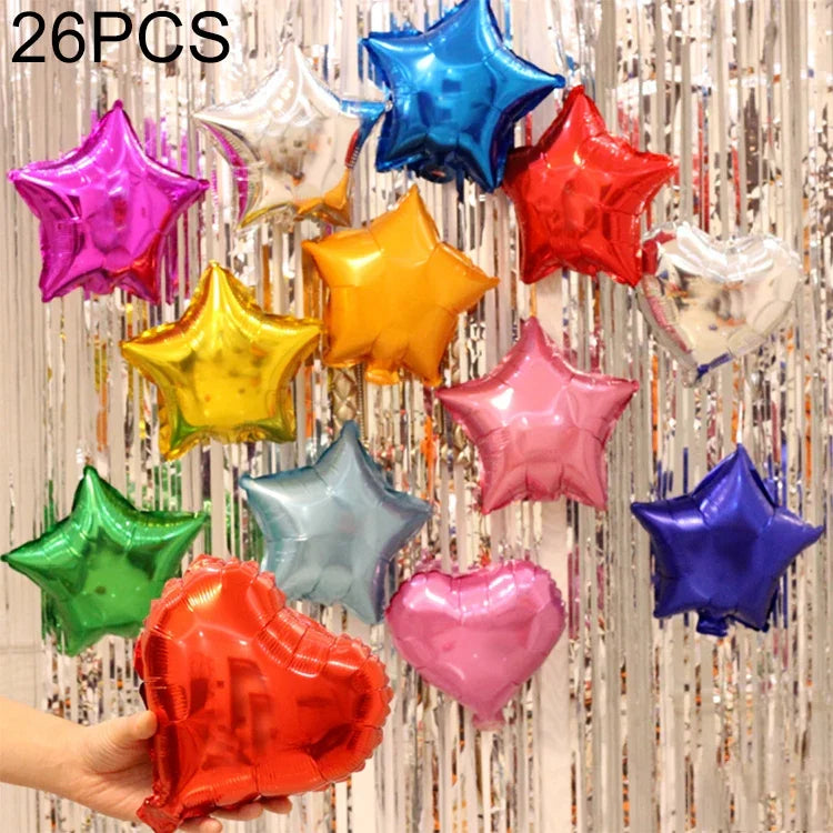 26 cái bóng bay giấy nhôm hình ngôi sao 18 inch trang trí ngày lễ trong nước, giao màu ngẫu nhiên, bóng bay giấy nhôm