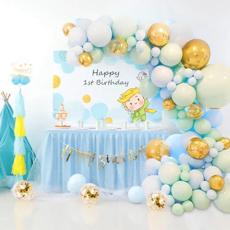 Chuỗi bóng bay xanh lá và xanh dương Macaron Trang trí nền tiệc sinh nhật đám cưới Kết hợp bóng bay, Kết hợp bóng bay trang trí Macaron